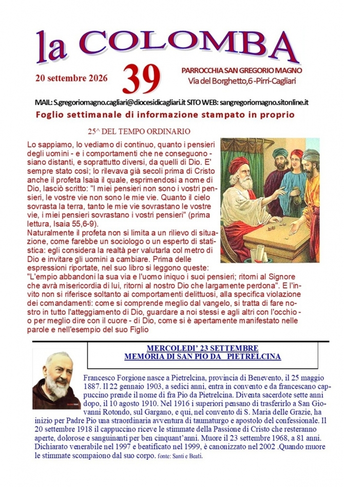COLOMBA - Parrocchia San Gregorio Magno